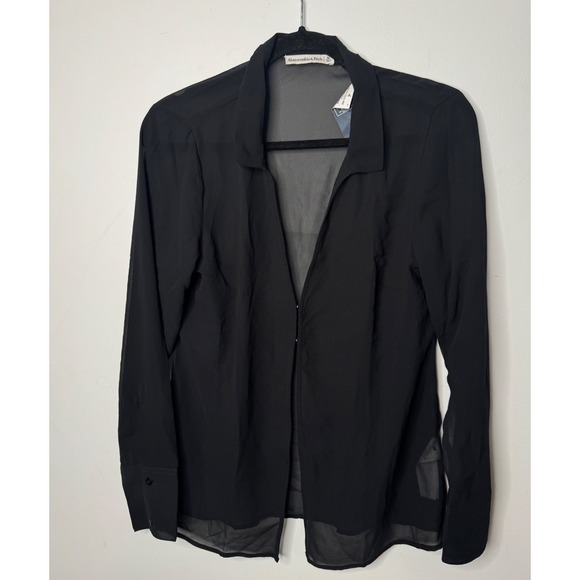 Abercrombie & Fitch Tops - Abercrombie & Fitch Womens Sheer Long Sleeve Blouse Black Hook Eye